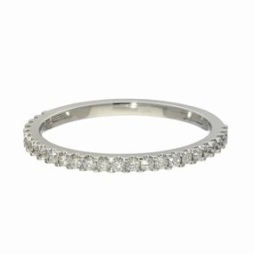 18ct White Gold Micro Set Diamond 1.5mm Slim Half Eternity Ring