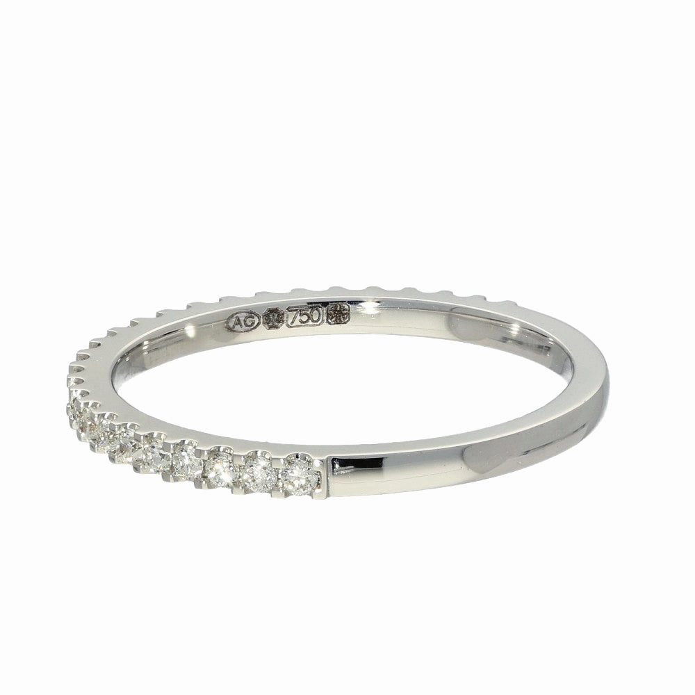 18ct White Gold Micro Set Diamond 1.5mm Slim Half Eternity Ring