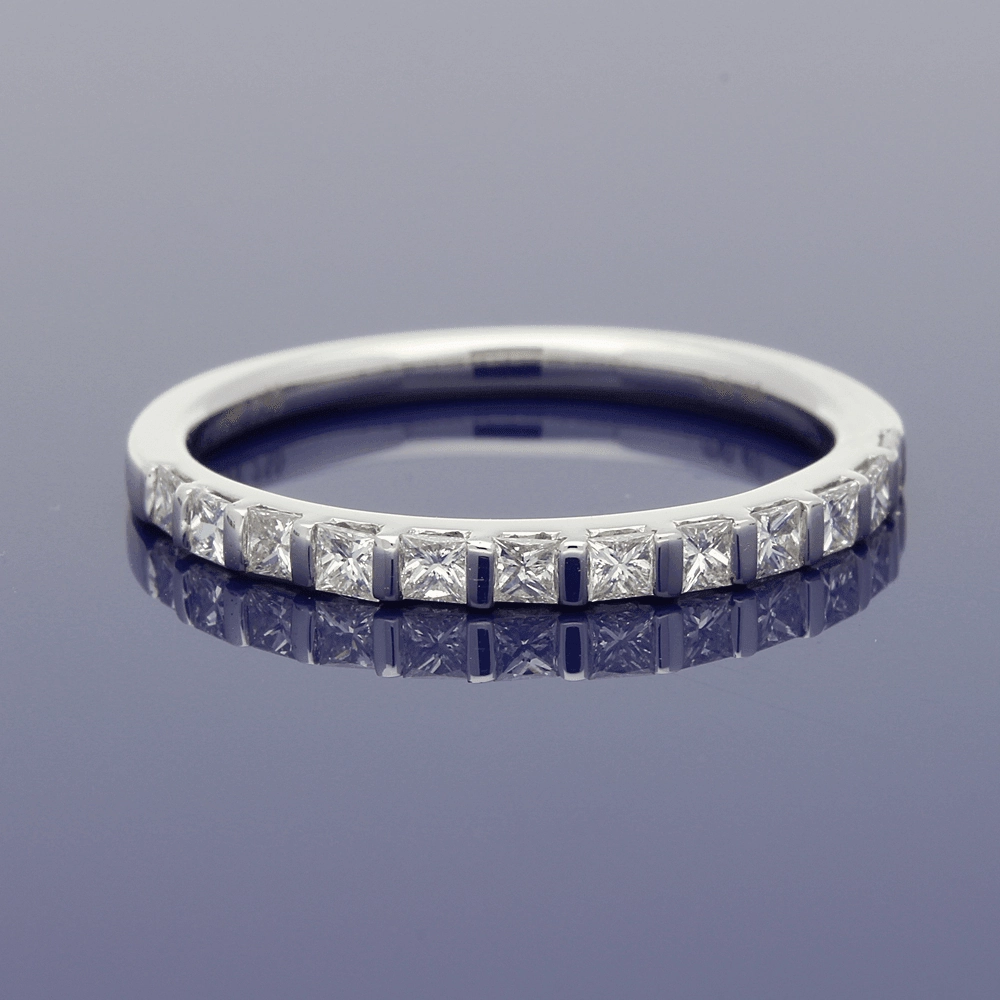 18ct White Gold Princess Cut Diamond Slim Eternity Ring