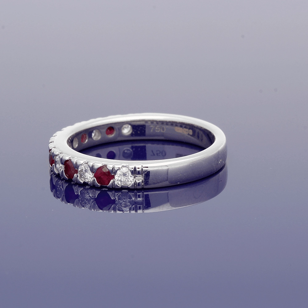 18ct White Gold Ruby & Diamond Eternity Ring