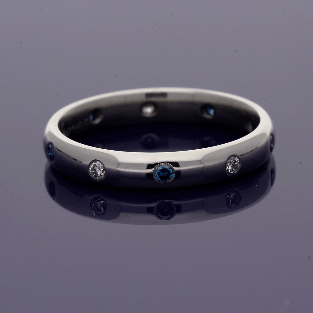 18ct White Gold Sapphire & Diamond Roman Set Eternity Ring