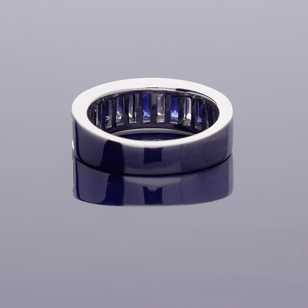 18ct White Gold Sapphire and Diamond Half Eternity Ring