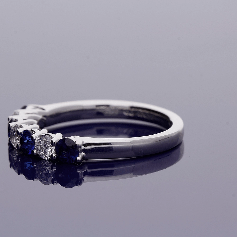 18ct White Gold Sapphire and Diamond Half Eternity Ring