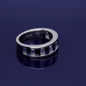 18ct White Gold Sapphire and Diamond Half Eternity Ring