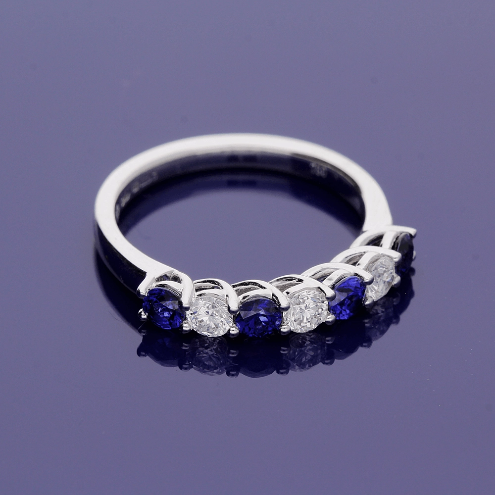 18ct White Gold Sapphire and Diamond Half Eternity Ring