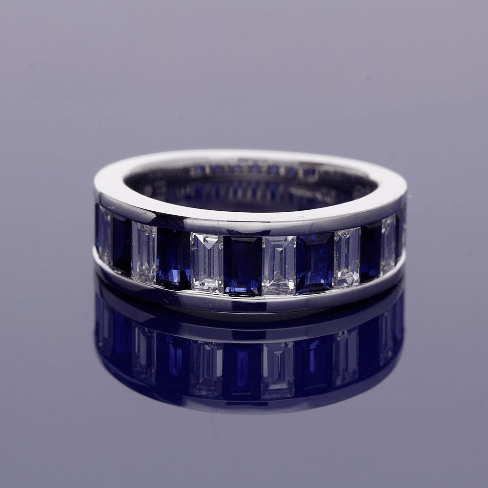 18ct White Gold Sapphire and Diamond Half Eternity Ring