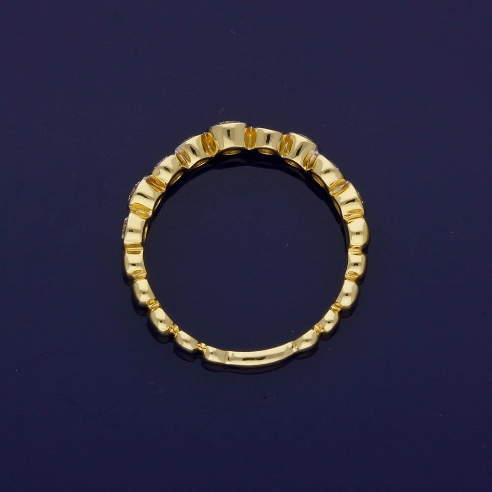 18ct Yellow Gold Diamond Bubble Half Eternity Ring