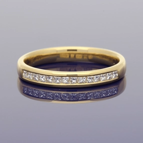 18ct Yellow Gold Princess Cut Diamond Half Eternity Ring