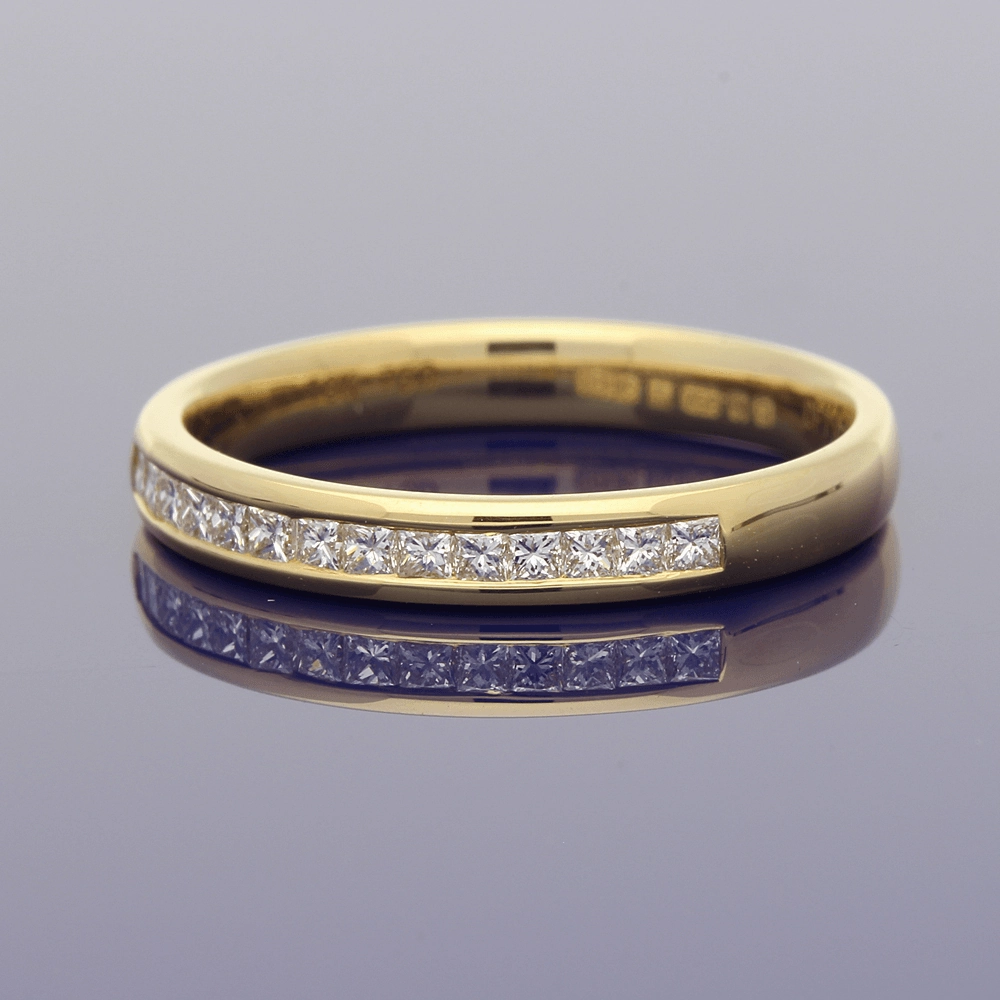 18ct Yellow Gold Princess Cut Diamond Half Eternity Ring