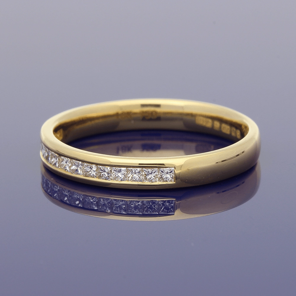 18ct Yellow Gold Princess Cut Diamond Half Eternity Ring