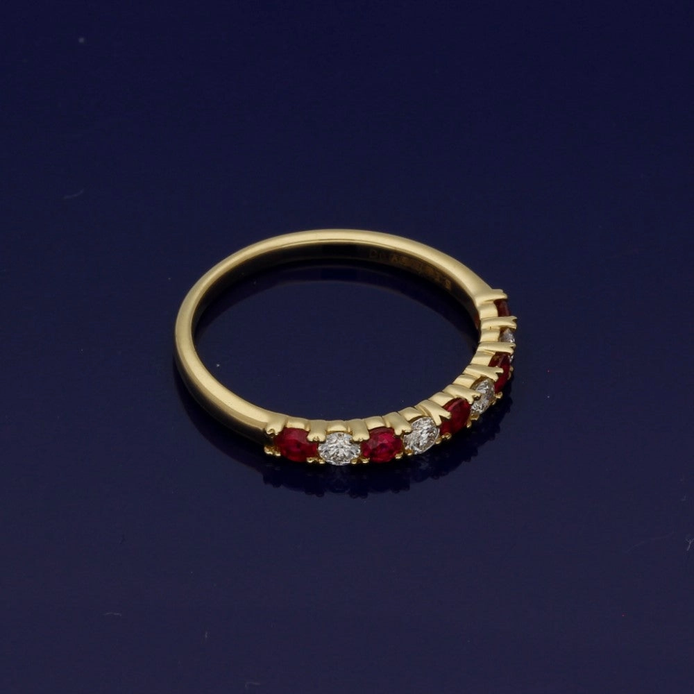 18ct Yellow Gold Ruby & Diamond Half Eternity Ring