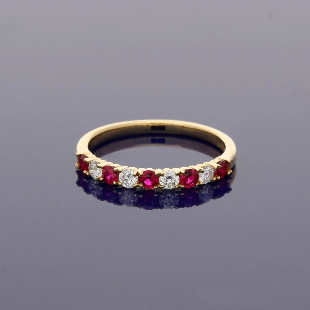 18ct Yellow Gold Ruby & Diamond Half Eternity Ring