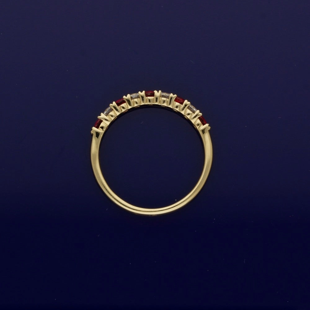 18ct Yellow Gold Ruby & Diamond Half Eternity Ring