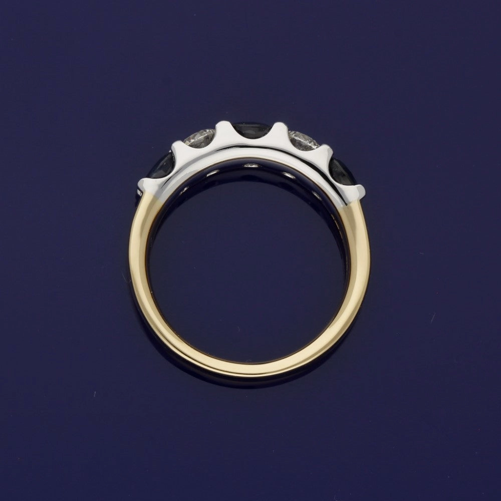 18ct Yellow Gold Sapphire & Diamond 5mm Half Eternity Ring