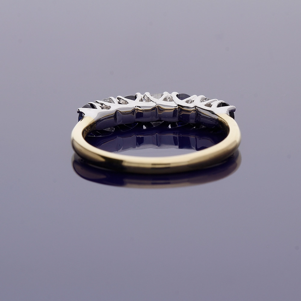 18ct Yellow Gold Sapphire and Diamond Half Eternity Ring