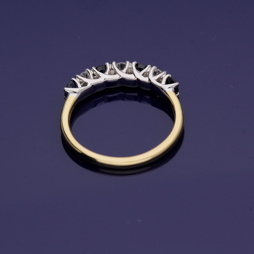 18ct Yellow Gold Sapphire and Diamond Half Eternity Ring