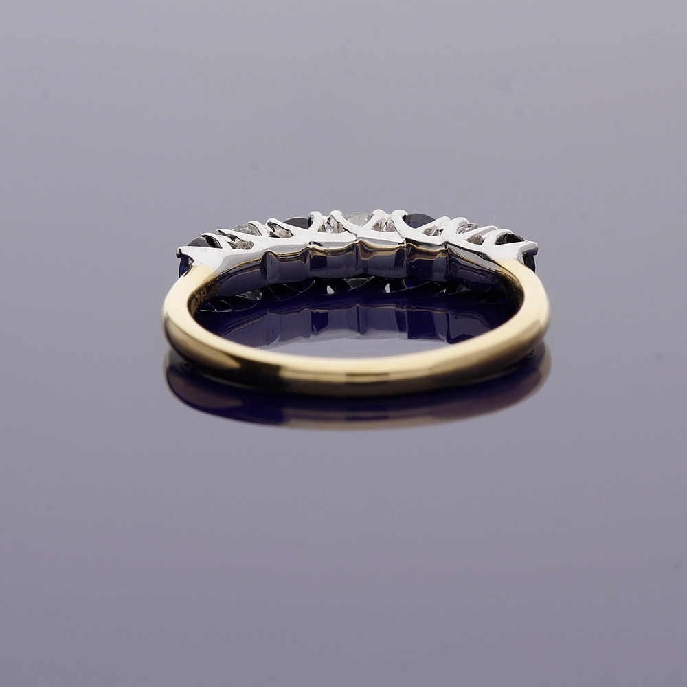 18ct Yellow Gold Sapphire and Diamond Half Eternity Ring
