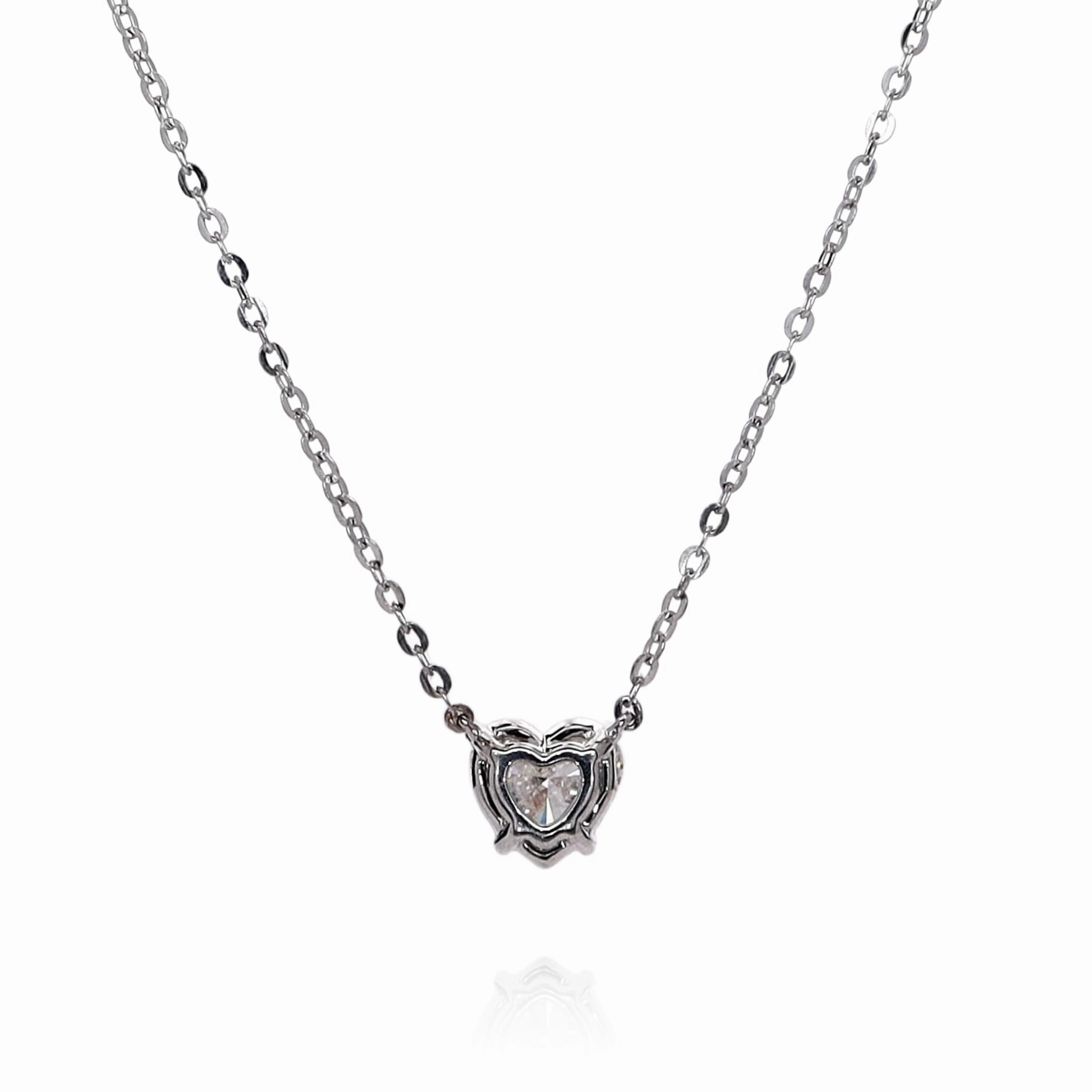 18k White Gold 2.01ct Heart Shaped Diamond Solitaire Pendant Necklace