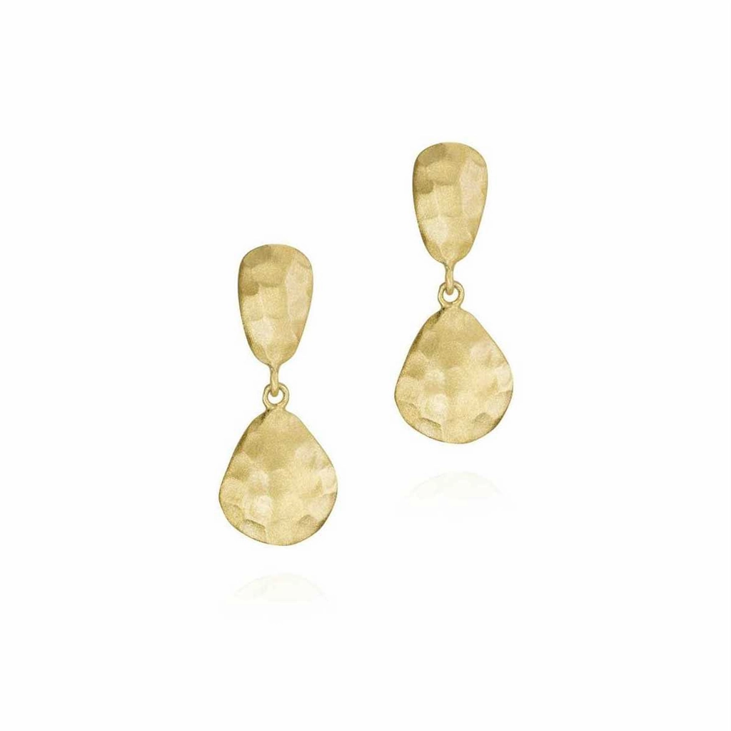 18K Yellow Gold Vermeil Hammered Dangle Earrings