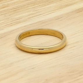 1935 Vintage 22ct Yellow Gold Plain Band Wedding Ring 2.6mm Size O