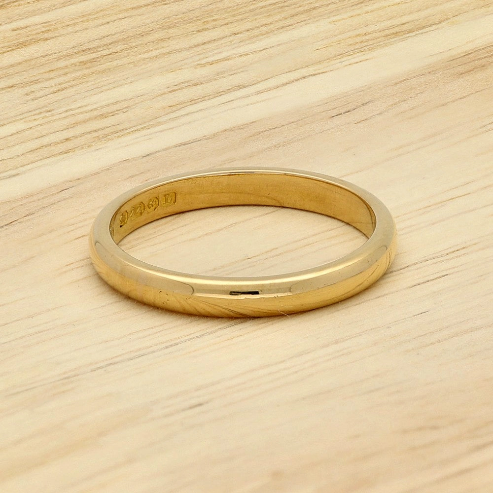1935 Vintage 22ct Yellow Gold Plain Band Wedding Ring 2.6mm Size O