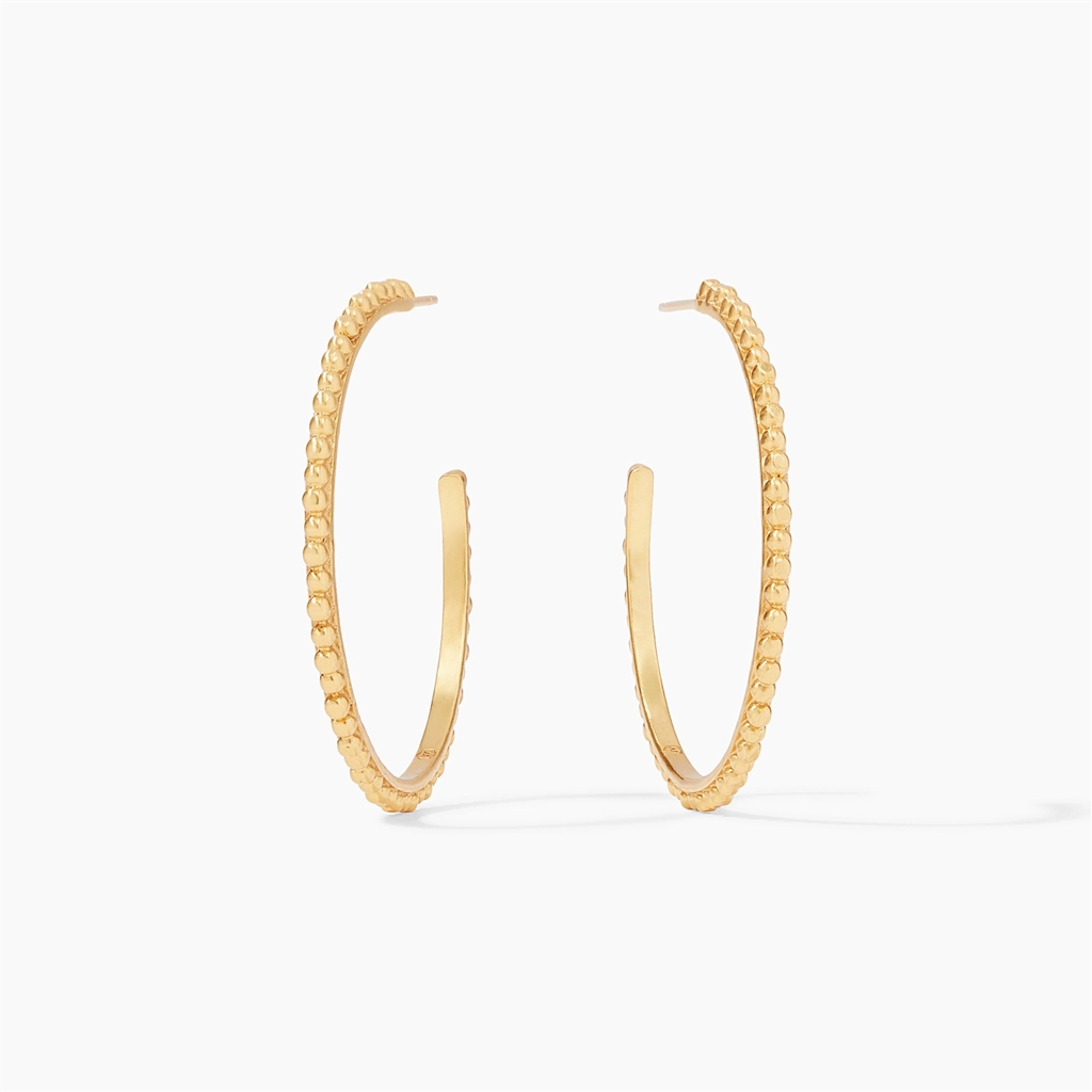 24K Yellow Gold Overlay 'Colette' Large Bead Hoop Earrings
