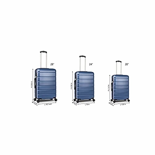3 Piece Set Luggage Sets Women Men Teens Travel Suitcase with Lightweight TSA Lock Spinner, Home Outdoor Carry On Luggage with 4 Double Silent Wheels Adjustable Handle 20in 24in 28in, Blue