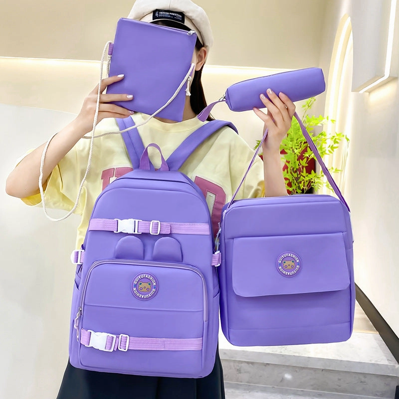 4-piece large capacity canvas backpack college style wholesale