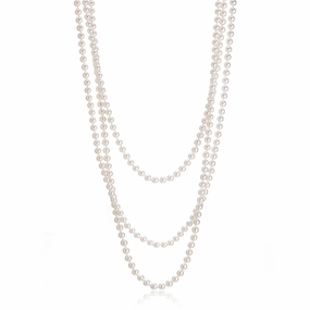 4mm White Akoya Pearl Rope Necklace