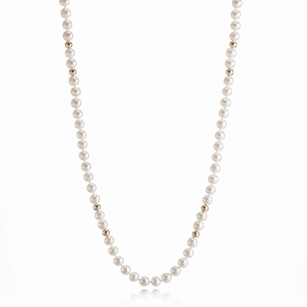 6mm Pearl & Gold Rope Necklace