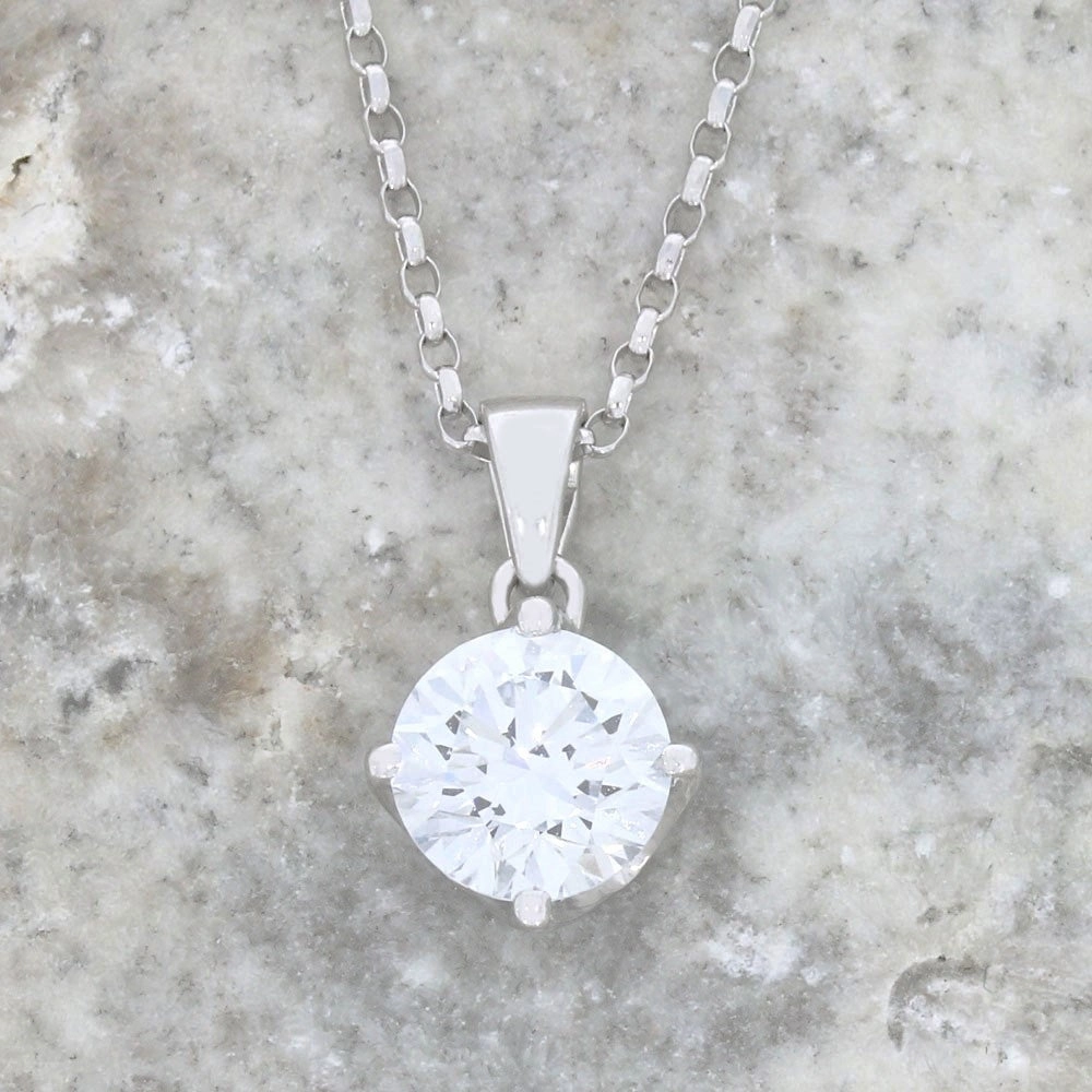 9ct White Gold 1.00cts Lab Grown Brilliant Cut Diamond Pendant and Chain