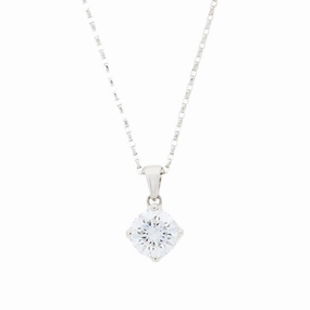 9ct White Gold 1.00cts Lab Grown Brilliant Cut Diamond Pendant and Chain