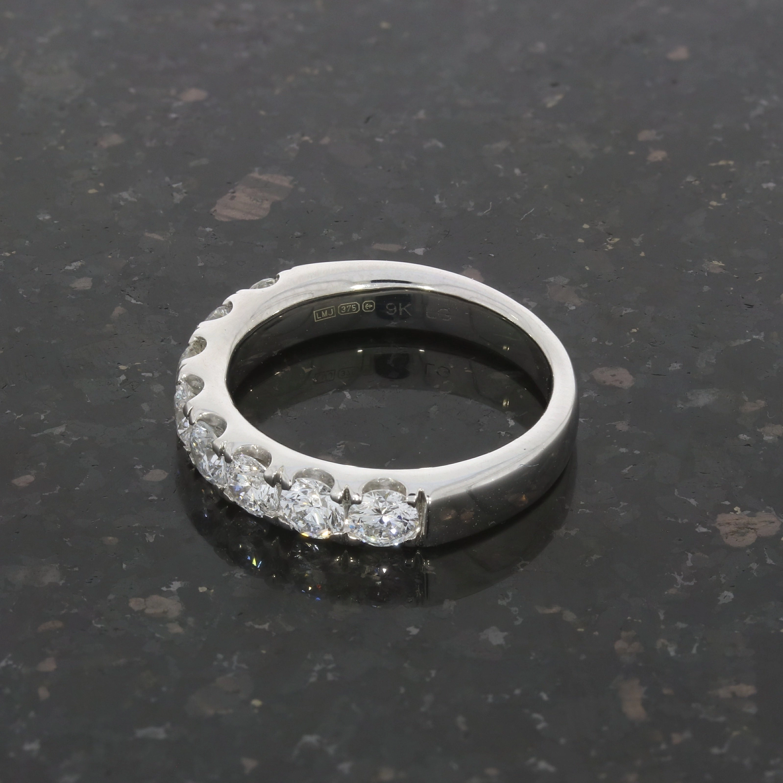9ct White Gold 1.52cts Lab-Created Diamond Brilliant Cut Half Eternity Ring