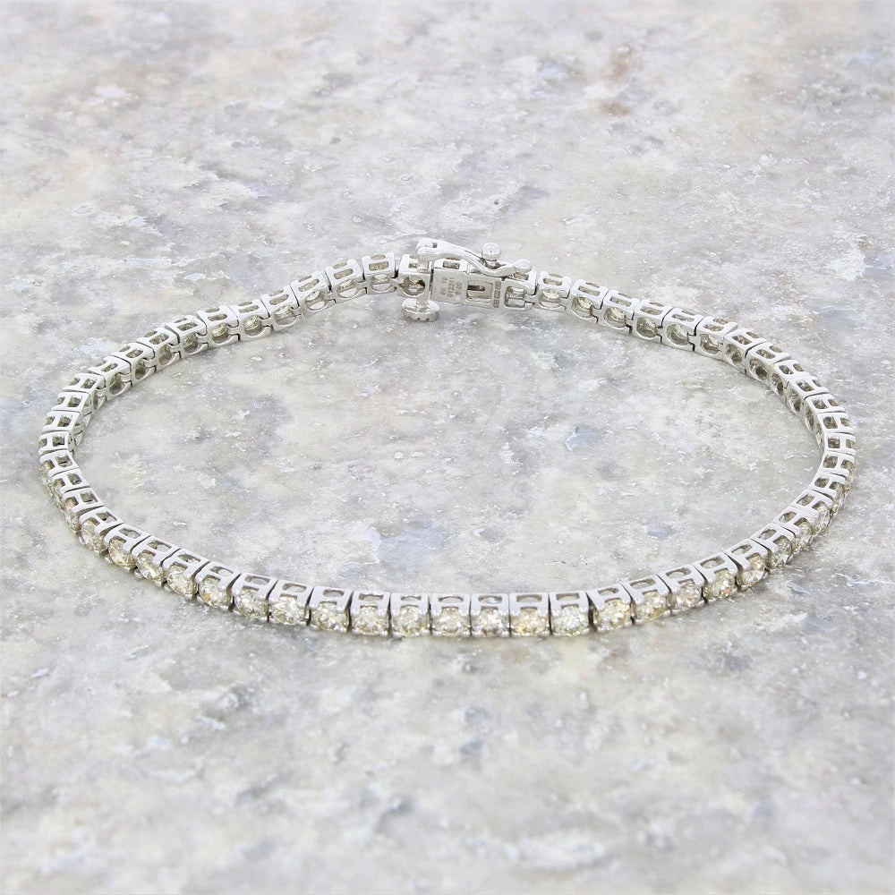 9ct White Gold 5.00cts Brilliant Cut Diamond Line Tennis Bracelet