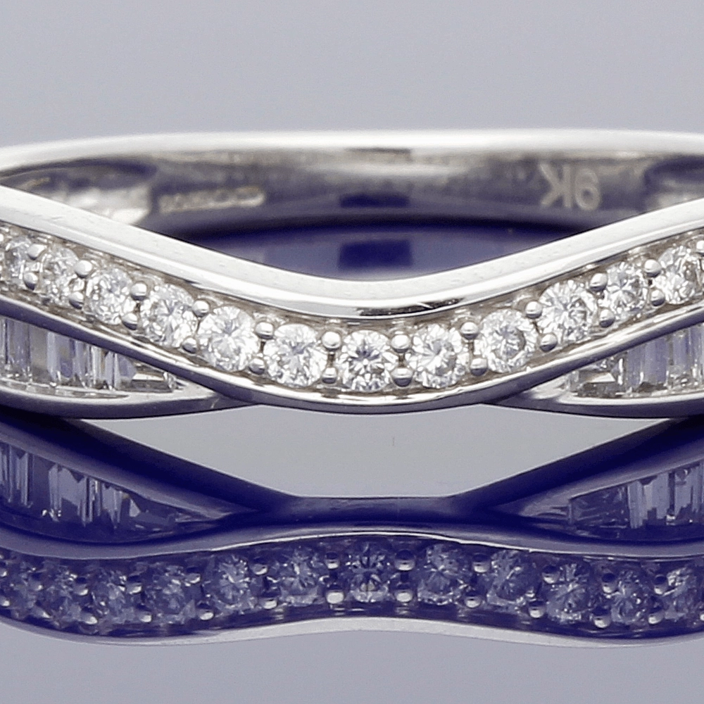 9ct White Gold Diamond Curved Eternity Ring