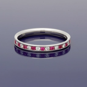 9ct White Gold Ruby & Diamond Eternity Ring