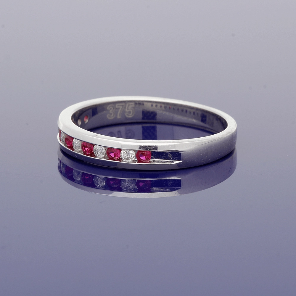 9ct White Gold Ruby & Diamond Eternity Ring