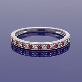 9ct White Gold Ruby & Diamond Eternity Ring