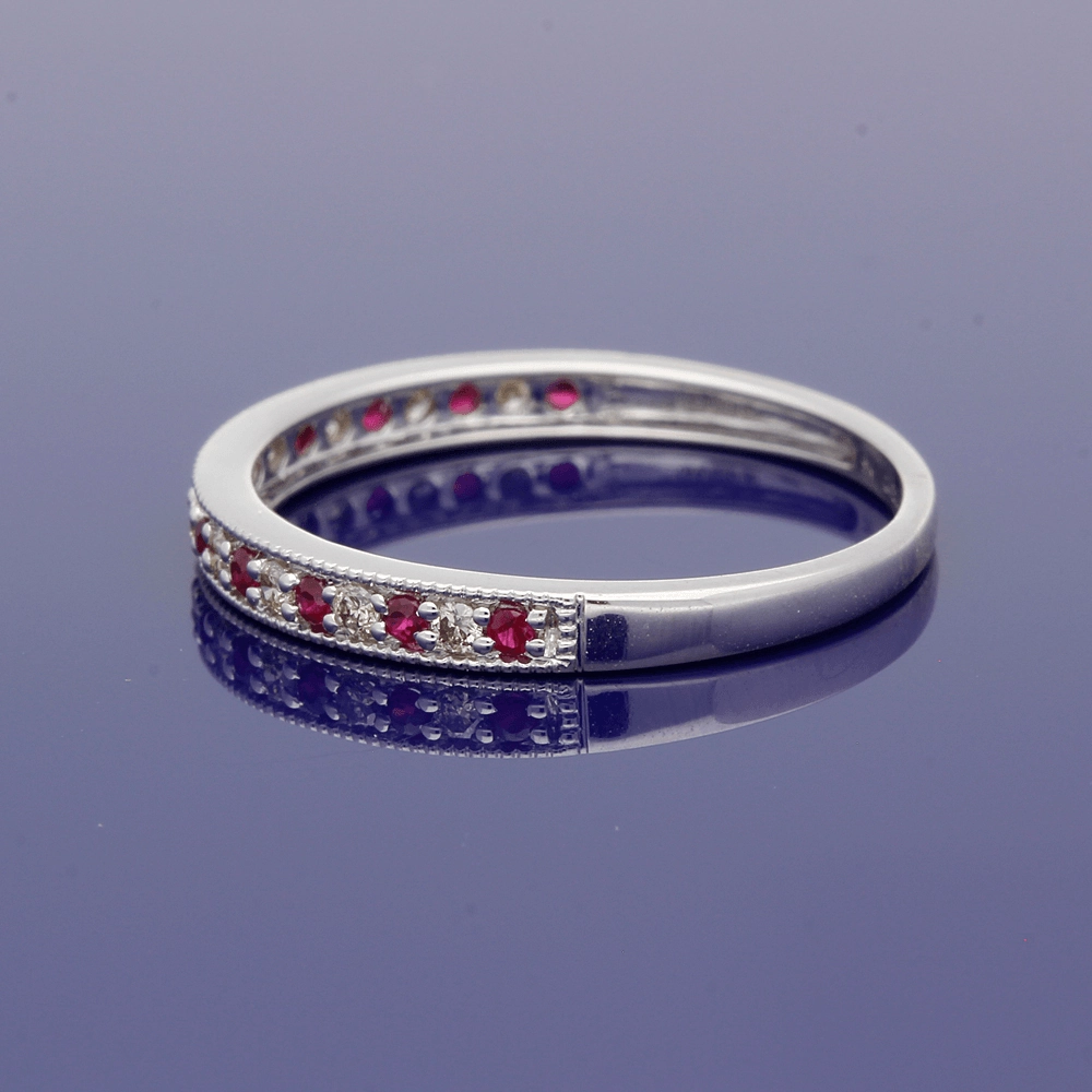 9ct White Gold Ruby & Diamond Eternity Ring