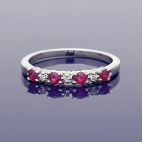 9ct White Gold Ruby & Diamond Half Eternity Ring