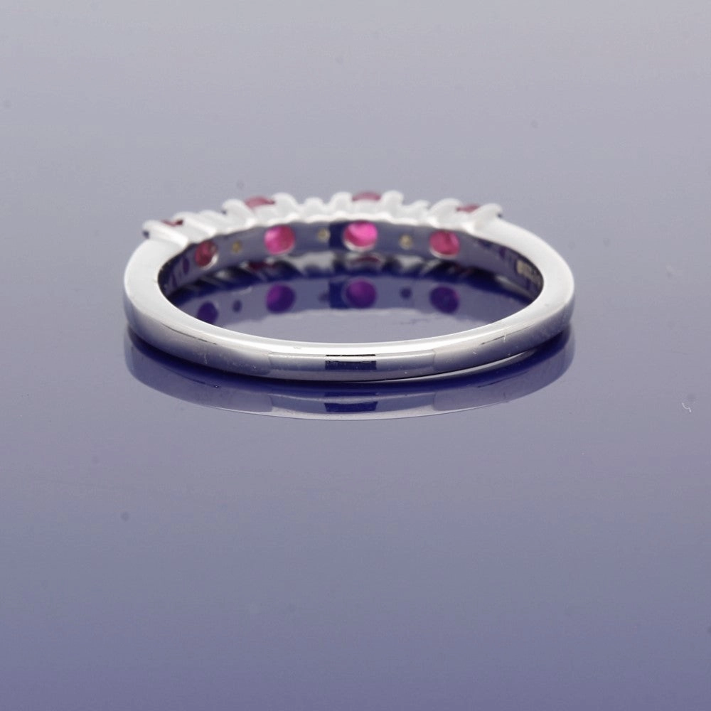 9ct White Gold Ruby & Diamond Half Eternity Ring