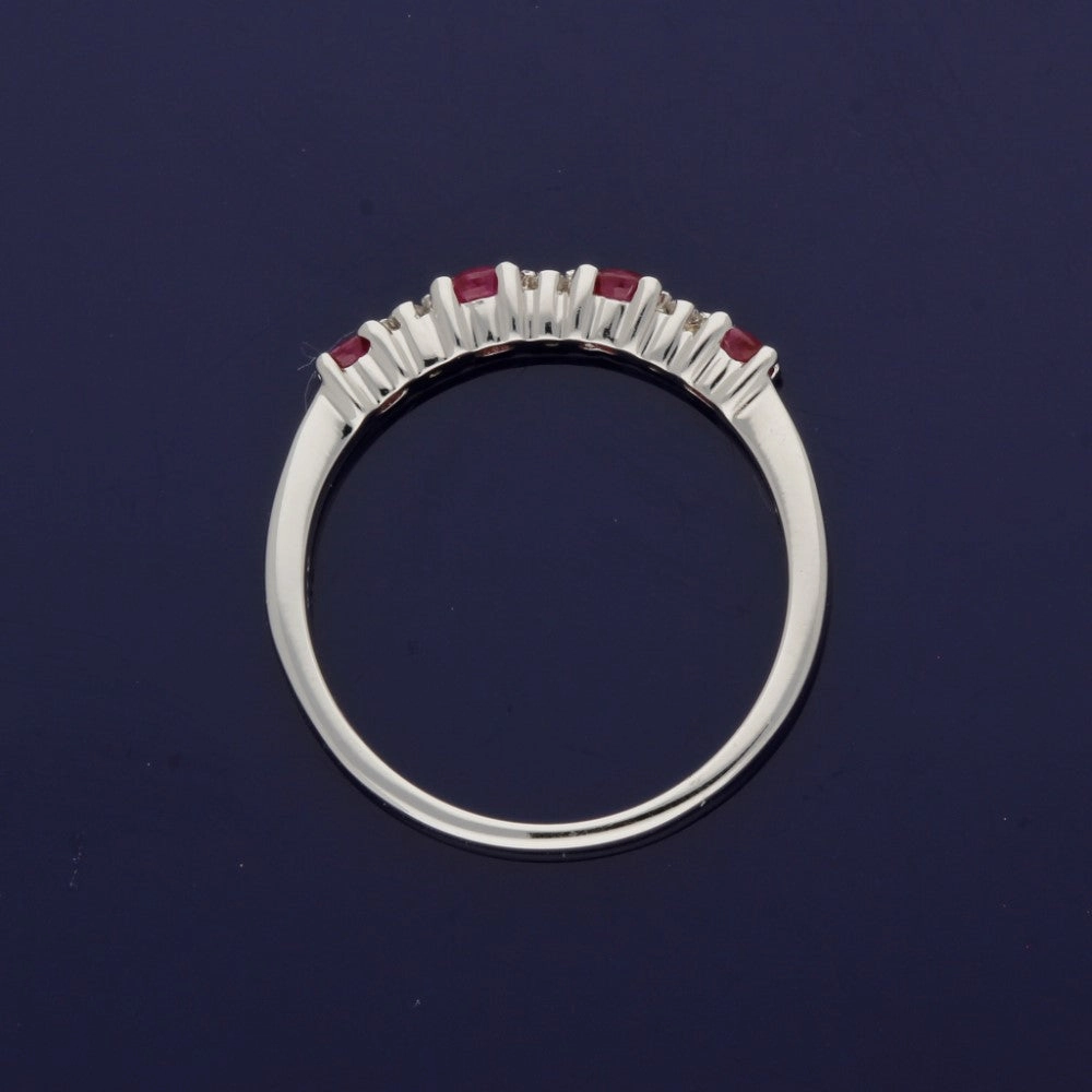 9ct White Gold Ruby & Diamond Half Eternity Ring