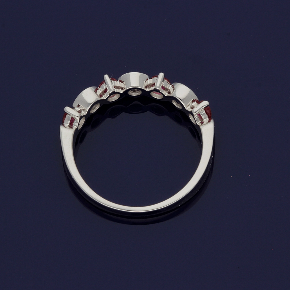 9ct White Gold Ruby and Diamond Half Eternity Ring