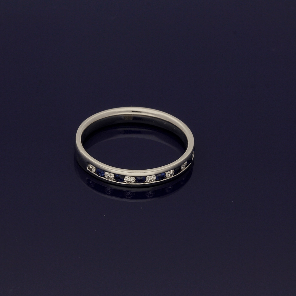 9ct White Gold Sapphire & Diamond Half Eternity Ring