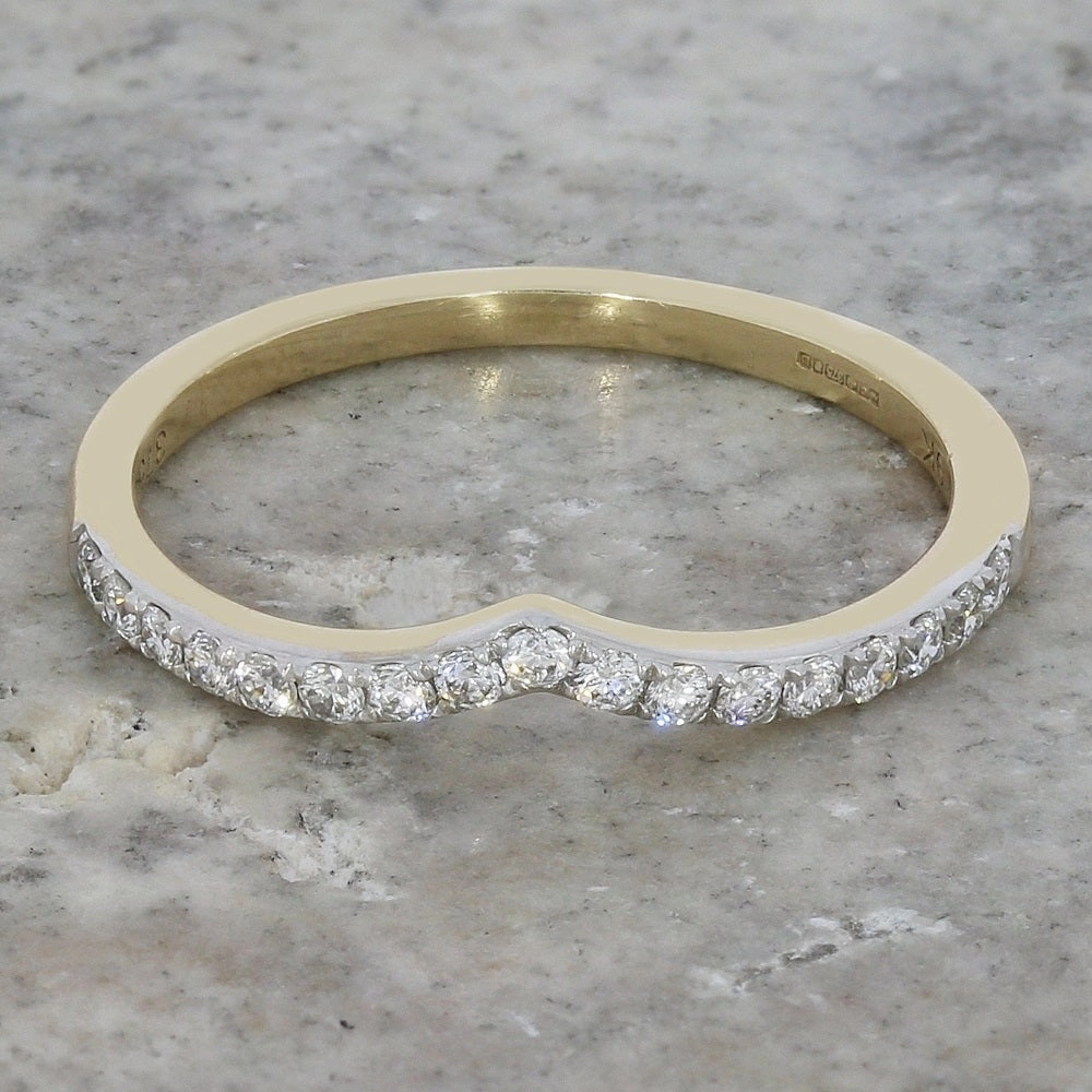 9ct Yellow Gold 0.20cts Diamond Set Wishbone Ring