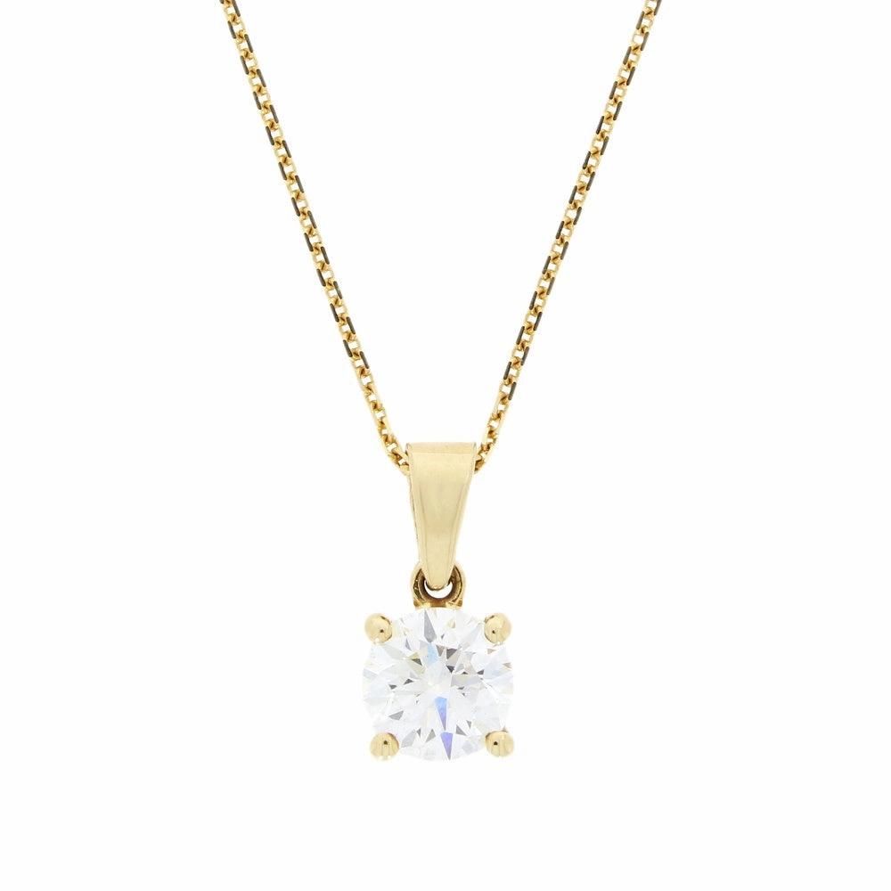 9ct Yellow Gold 1.46cts Brilliant Cut Lab Grown Diamond Pendant and Chain