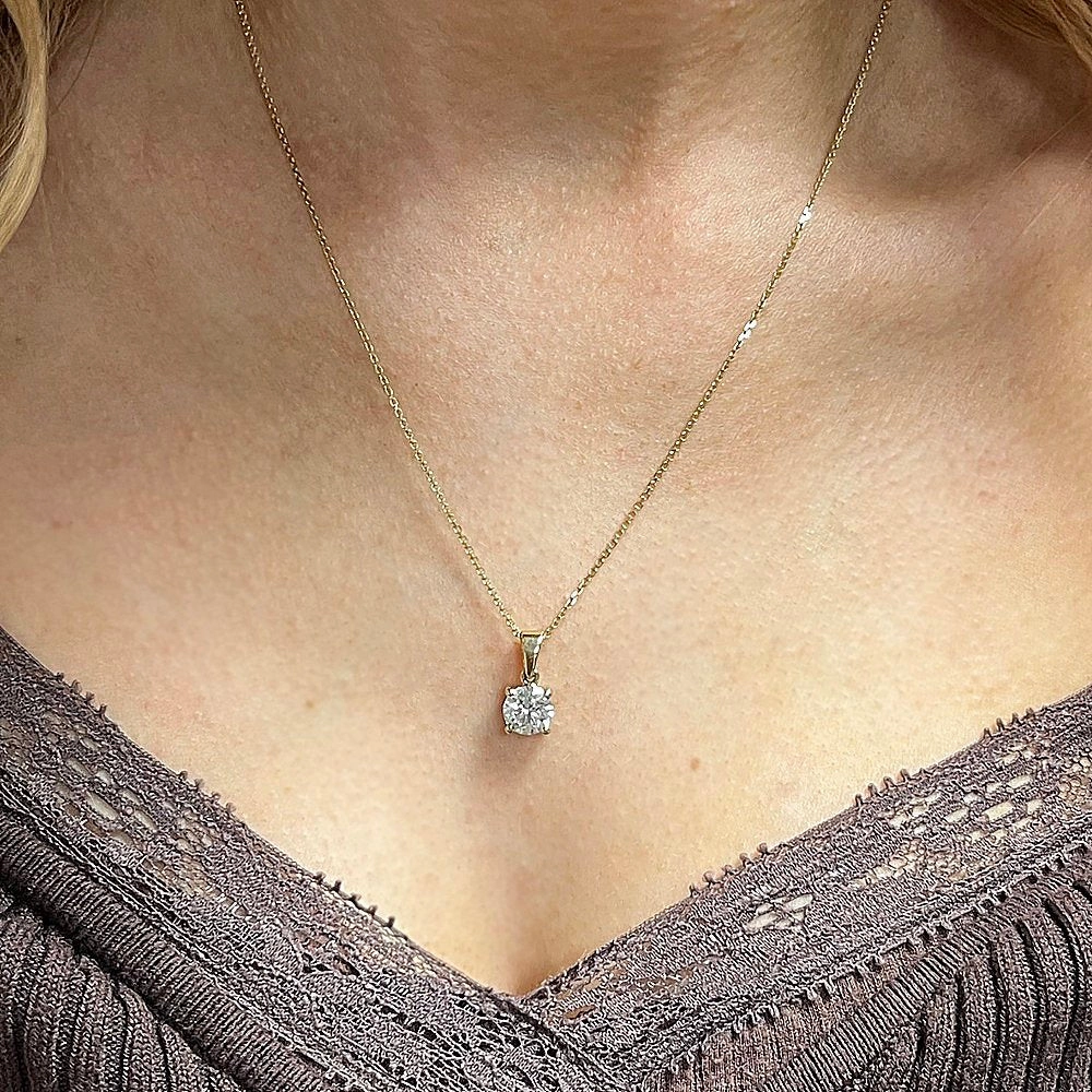 9ct Yellow Gold 1.46cts Brilliant Cut Lab Grown Diamond Pendant and Chain