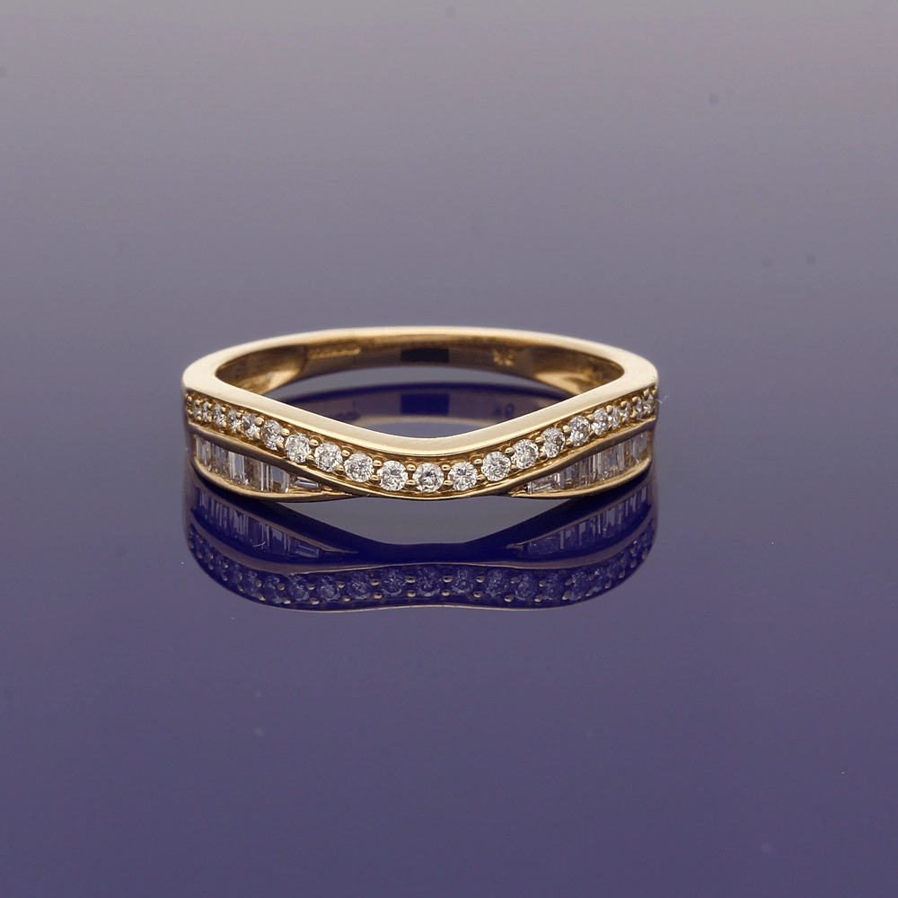 9ct Yellow Gold Diamond Curved Eternity Ring