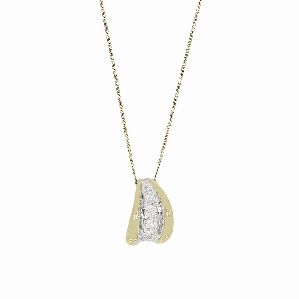 9ct Yellow Gold Diamond Pendant and Chain Necklace