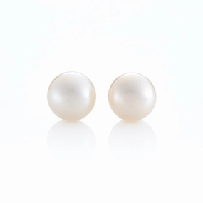 9mm Button Freshwater Pearl Earrings